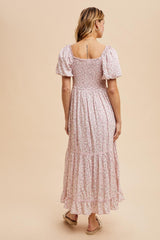 Light Pink Floral Sweetheart Maxi Dress