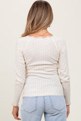 Cream Lace Trim Floral Fitted Top