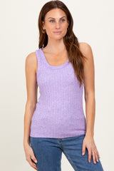 Lavender Melange Ribbed Fitted Tank Top