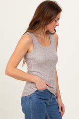 Mocha Melange Ribbed Fitted Tank Top