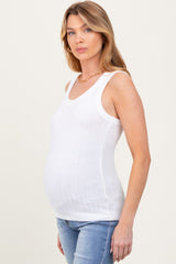 Ivory Melange Ribbed Fitted Maternity Tank Top