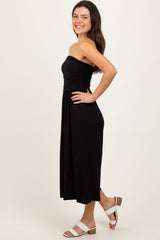 Black Double Layered Strapless Tube Top Jumpsuit
