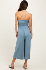 Light Blue Double Layered Strapless Tube Top Jumpsuit