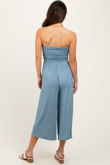 Light Blue Double Layered Strapless Tube Top Jumpsuit