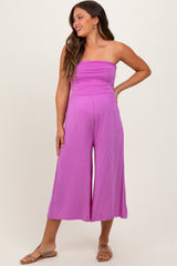 Lavender Double Layered Strapless Tube Top Maternity Jumpsuit