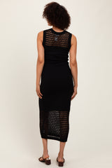 Black Crochet Knit Sleeveless Maxi Dress