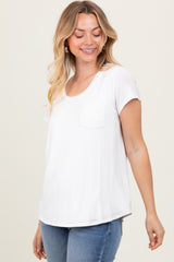 Ivory Round Neck Nursing Pocket T-Shirt
