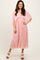Light Pink Pleated V Neck Maxi Dress