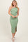Light Olive Striped One Shoulder Side Slit Midi Dress