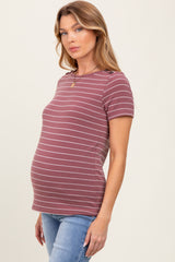 Rust Striped Button Shoulder Detail Maternity Top