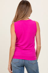 Magenta Textured Knit Sleeveless Maternity Top