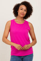 Magenta Textured Knit Sleeveless Top