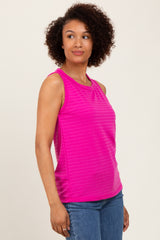 Magenta Textured Knit Sleeveless Top