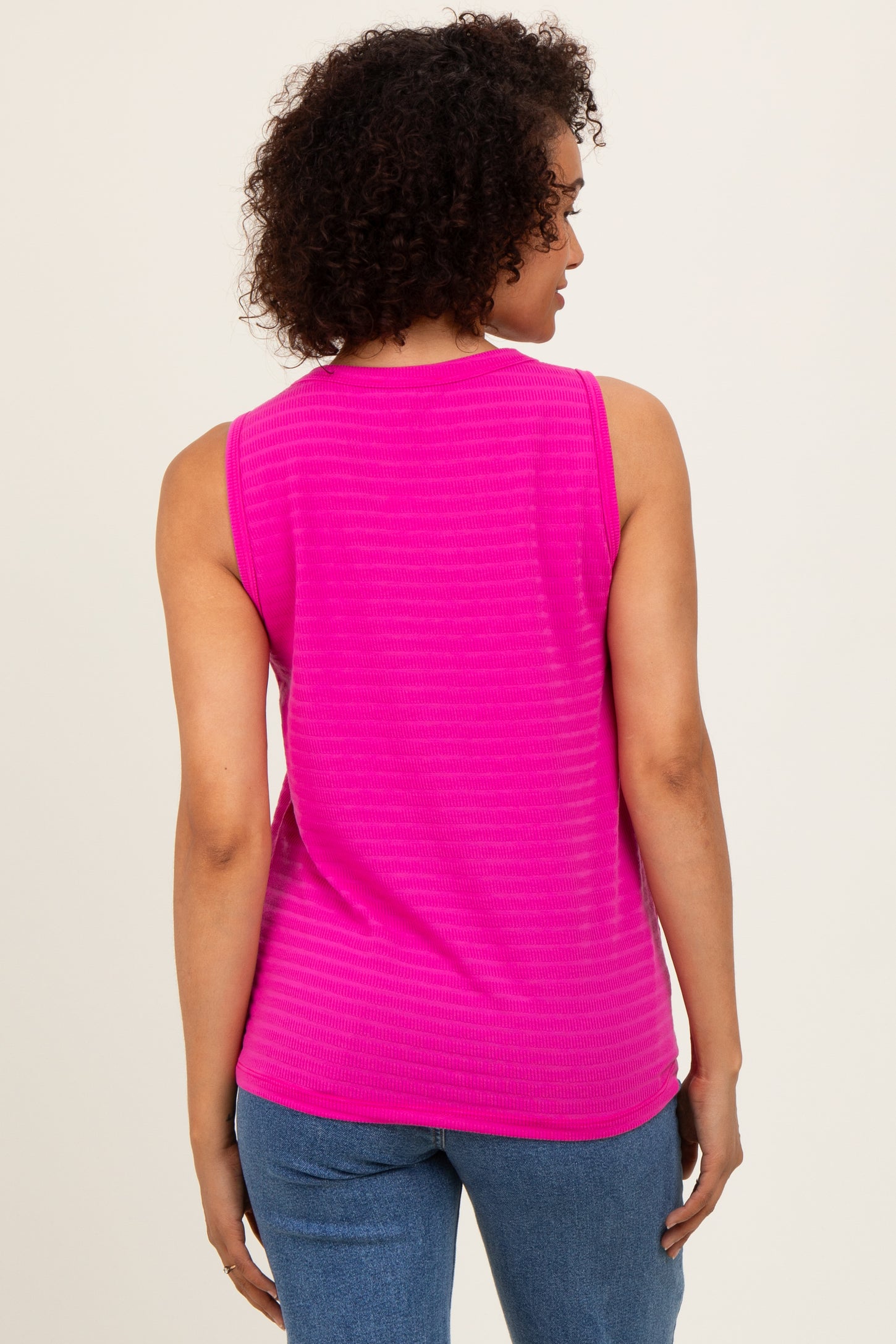 Magenta Textured Knit Sleeveless Top