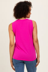 Magenta Textured Knit Sleeveless Top