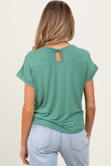 Light Olive Key Hole Back Detail Maternity Top