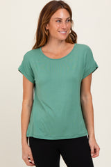 Light Olive Key Hole Back Detail Top