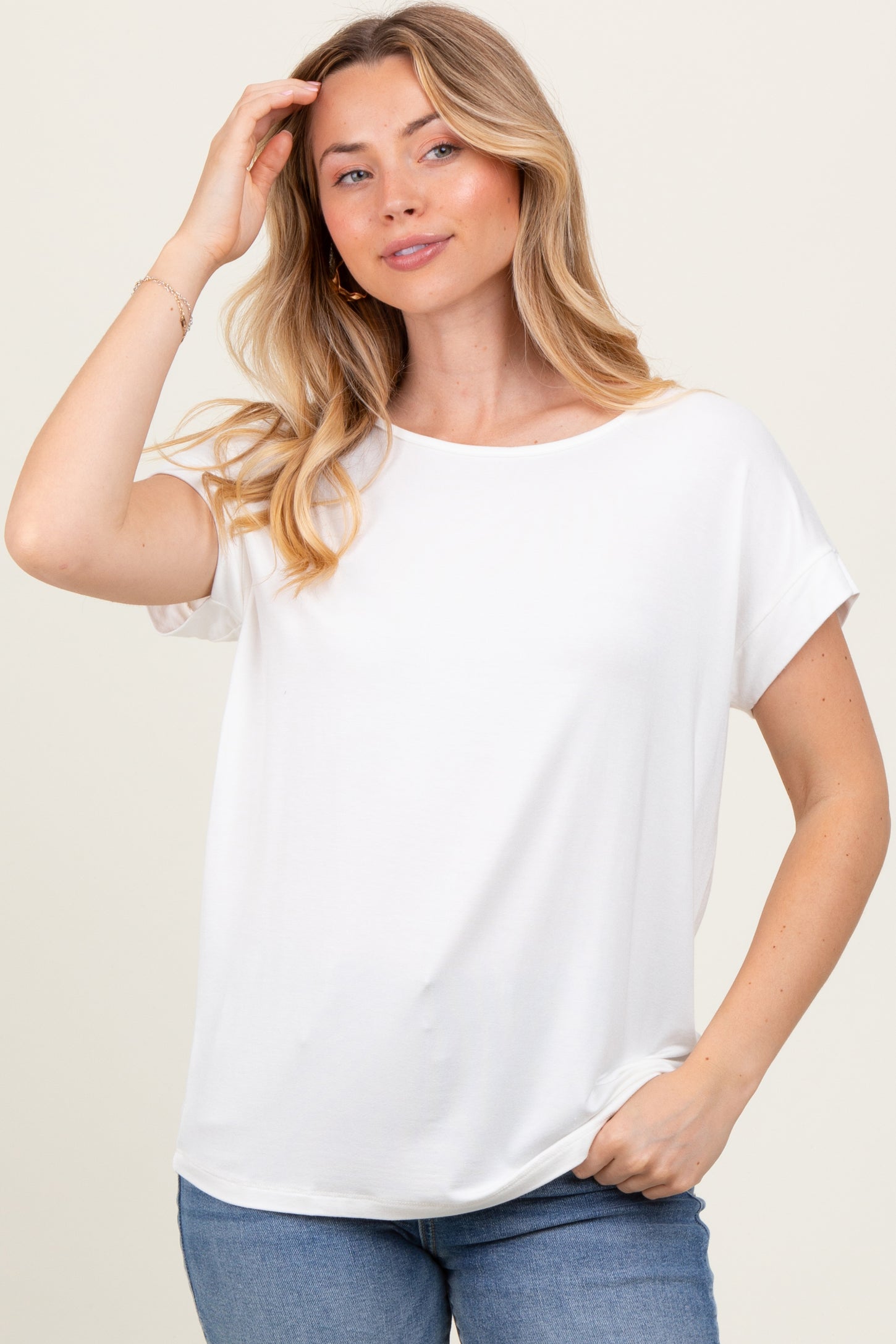 Ivory Key Hole Back Detail Top