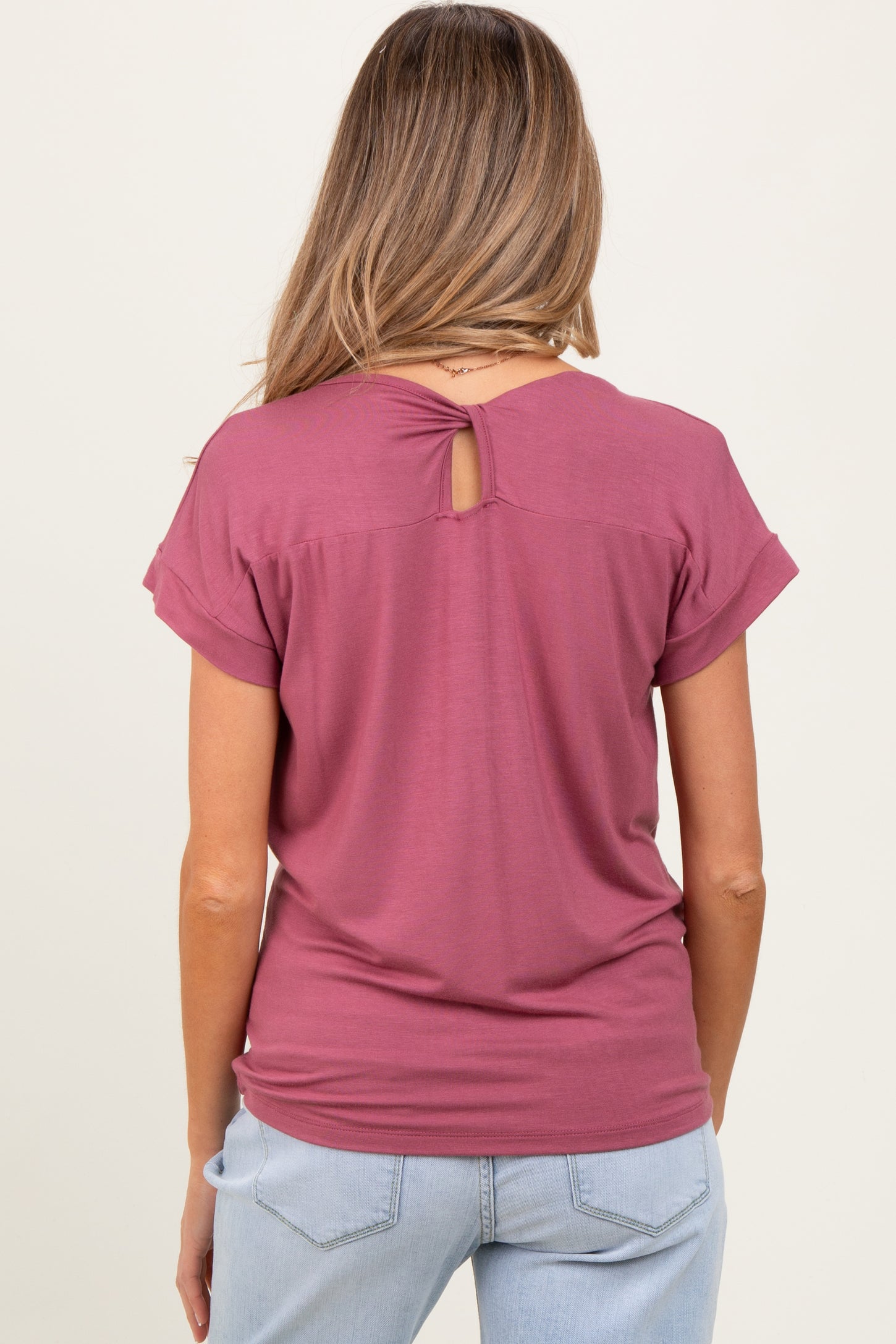Mauve Key Hole Back Detail Maternity Top