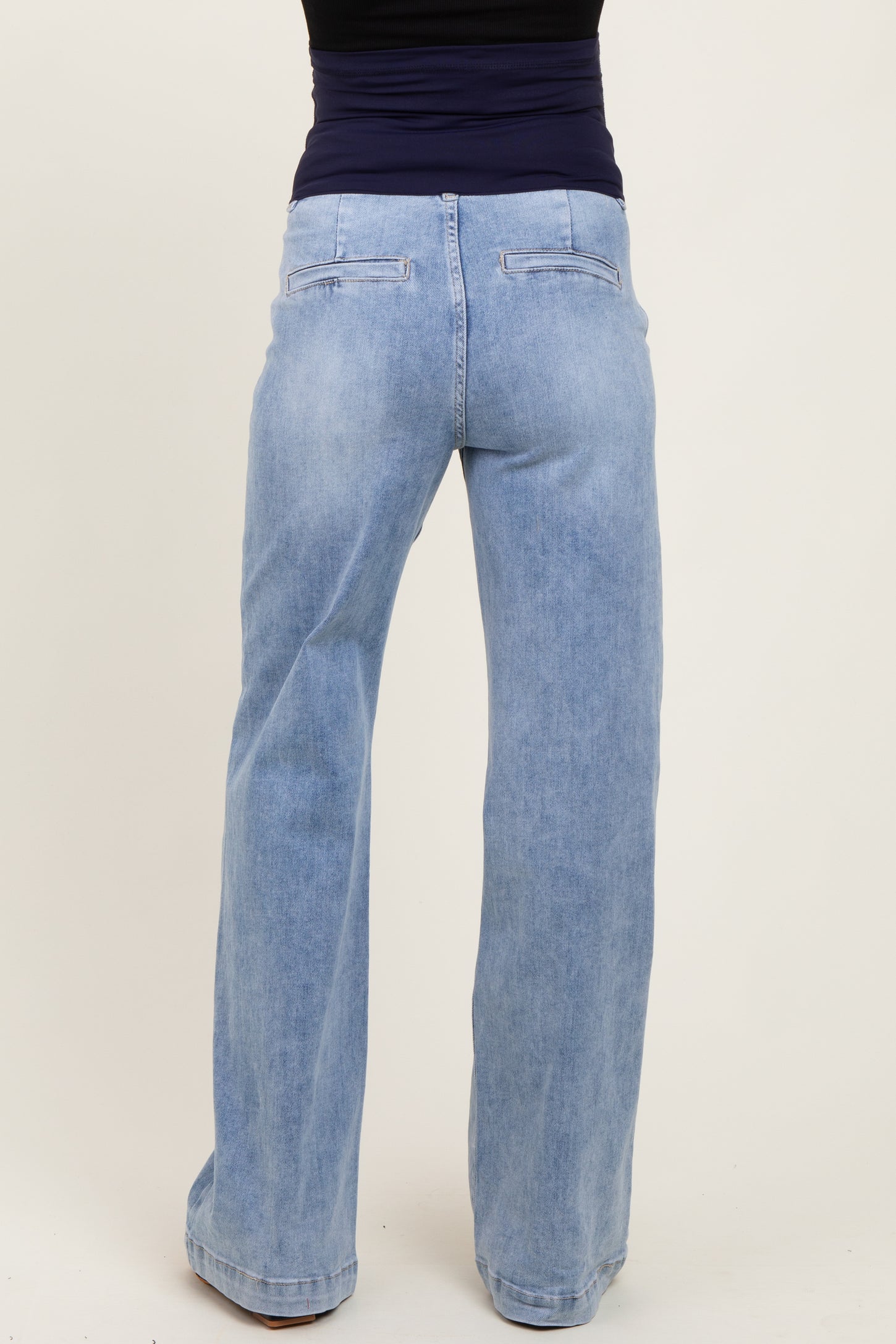 Light Blue Vintage Wash Wide Leg Maternity Jeans