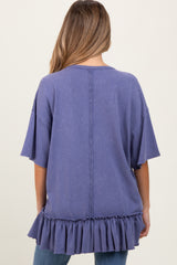 Navy Relaxed Ruffled Tunic Maternity Top
