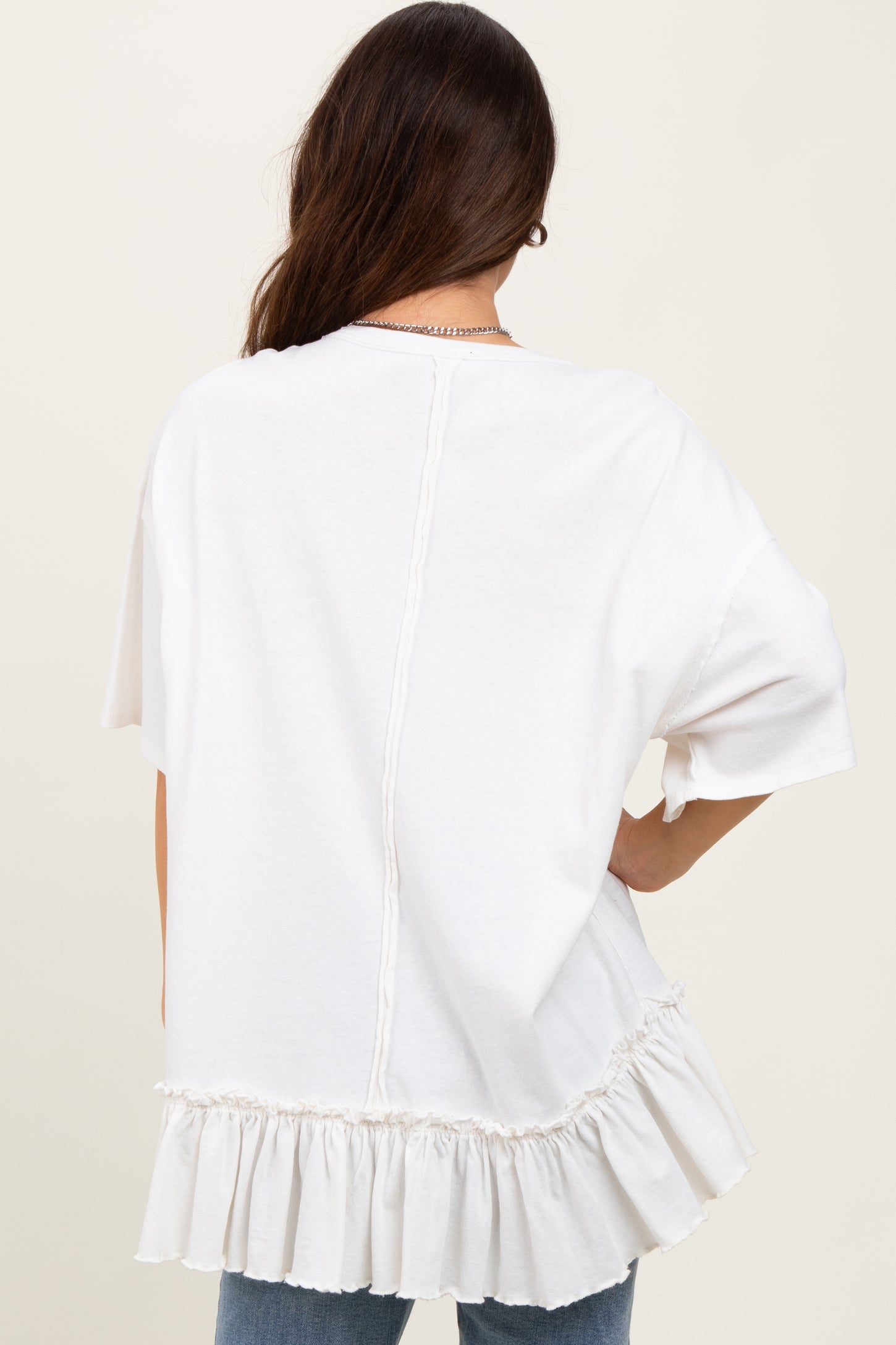 Ivory Relaxed Ruffled Tunic Top
