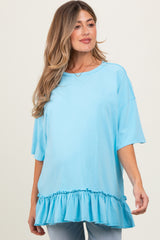 Aqua Relaxed Ruffled Tunic Maternity Top