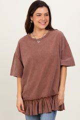Rust Relaxed Ruffled Tunic Top