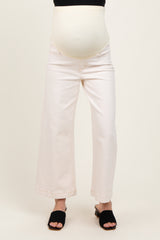 Ivory Ankle Wide Leg Maternity Jeans