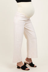 Ivory Ankle Wide Leg Maternity Jeans