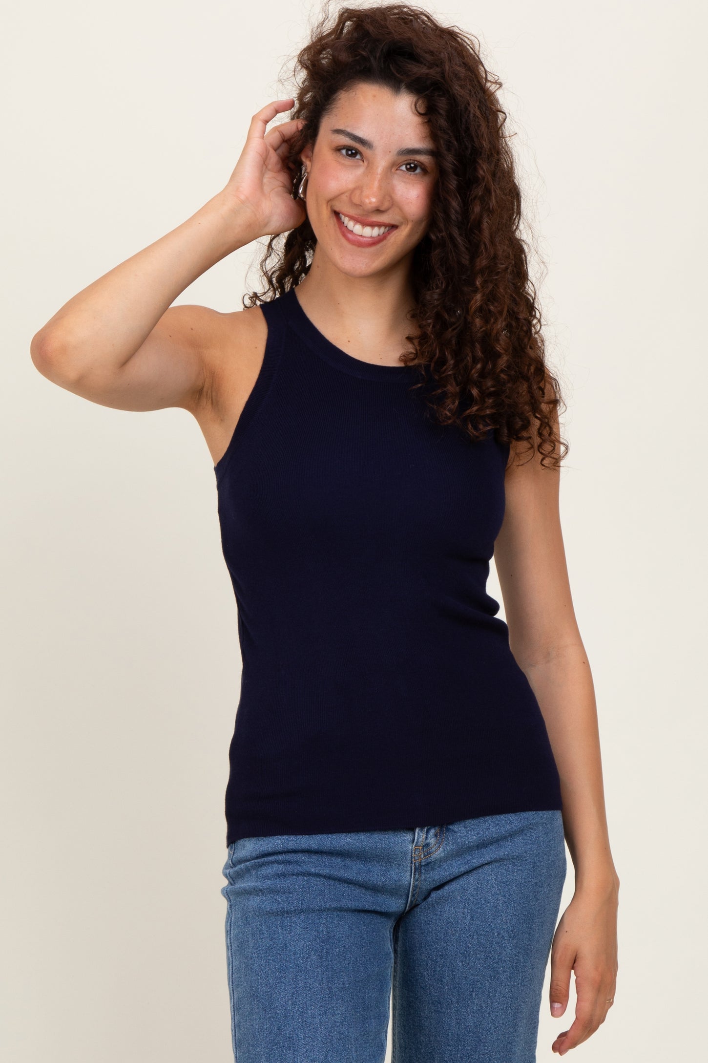 Navy Blue Knit Maternity Tank Top