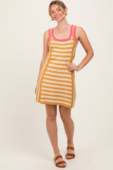 Yellow Contrast Striped Knit Maternity Mini Dress