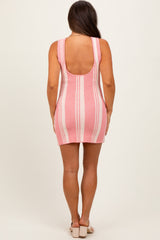 Pink Multi-Striped Knit Sleeveless Maternity Mini Dress