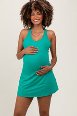 Emerald Green Tennis Racerback Maternity Romper Dress