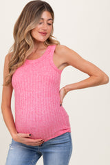 Fuchsia Heather Ribbed Scoop Neck Maternity Tank