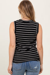 Black/Ivory Stripe Knitted Tank Top