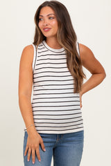 Cream/Black Stripe Knitted Maternity Tank Top