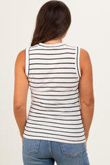 Cream/Black Stripe Knitted Maternity Tank Top