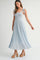 Light Blue Textured Knit Shoulder Tie Midi Dress