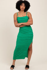 Green Ruffle Tiered Fitted Maxi Dress