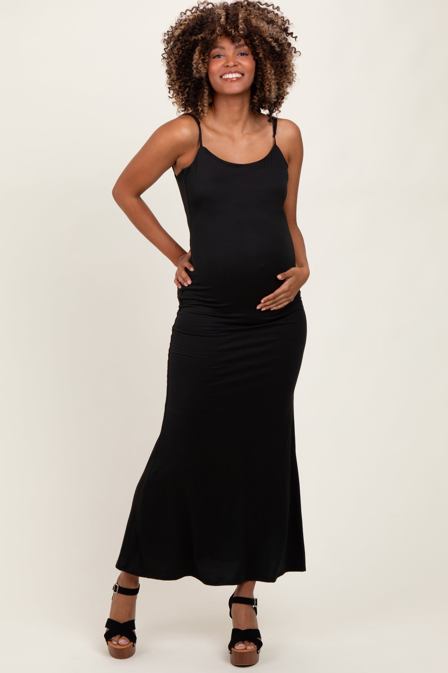 Black Backless Fishtail Sleeveless Maternity Maxi Dress