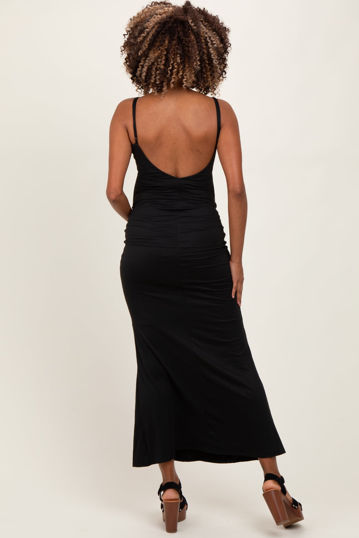 Black Backless Fishtail Sleeveless Maternity Maxi Dress