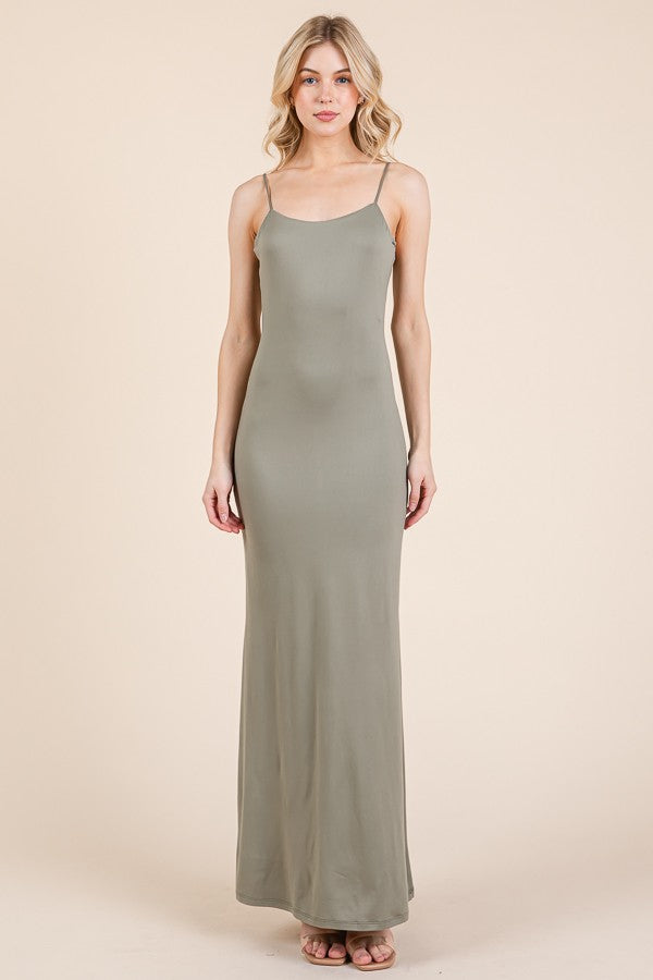 Olive Backless Fishtail Sleeveless Maternity Maxi Dress