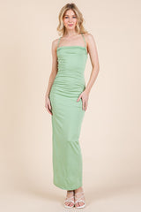 Mint Ruched Double Layered Maternity Maxi Dress