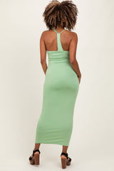 Mint Ruched Double Layered Maternity Maxi Dress