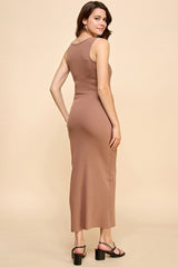 Taupe V-Neck Tank Maxi Dress