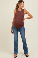Blue Wide Hem Maternity Bootcut Jeans