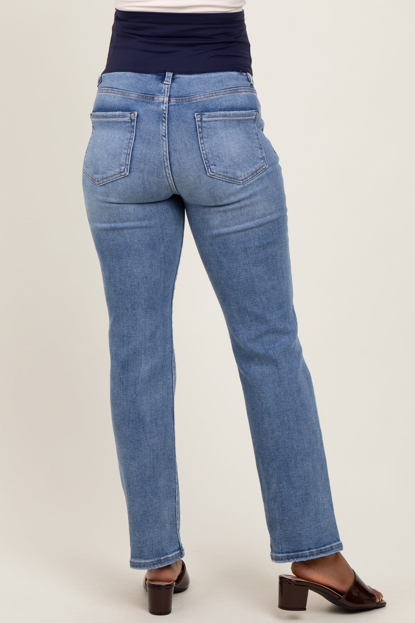 Blue Ankle Straight Leg Maternity Jeans