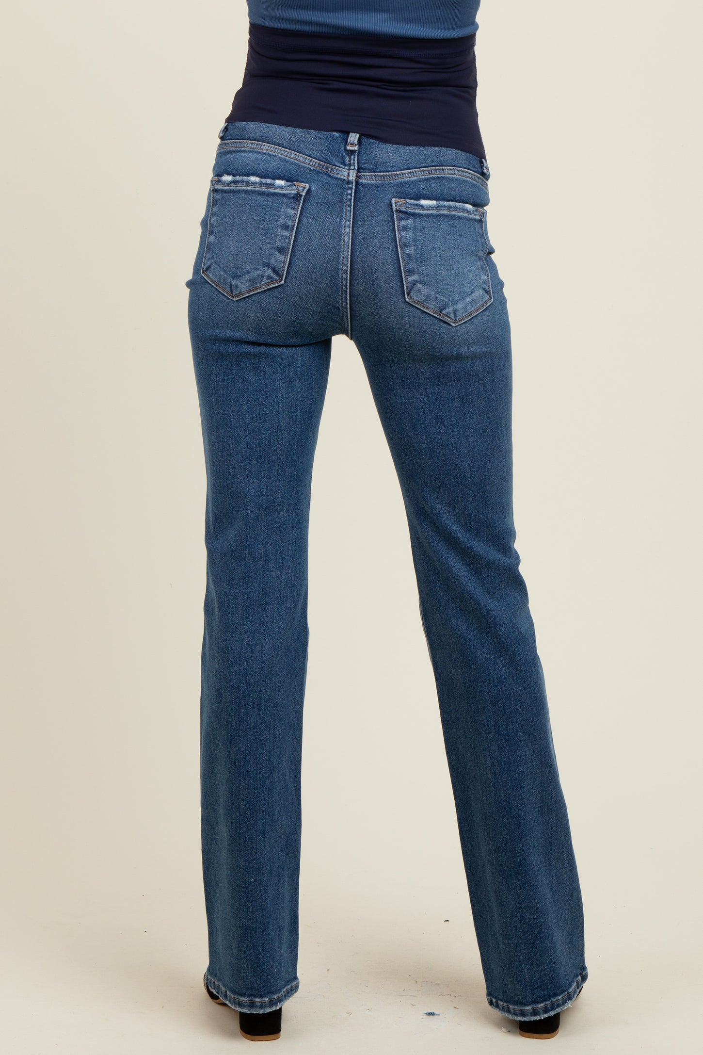 Blue Lightly Distressed Maternity Straight Leg Jeans