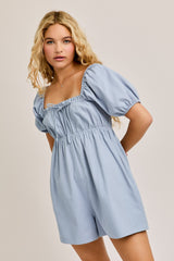 Light Blue Front Tie Maternity Romper